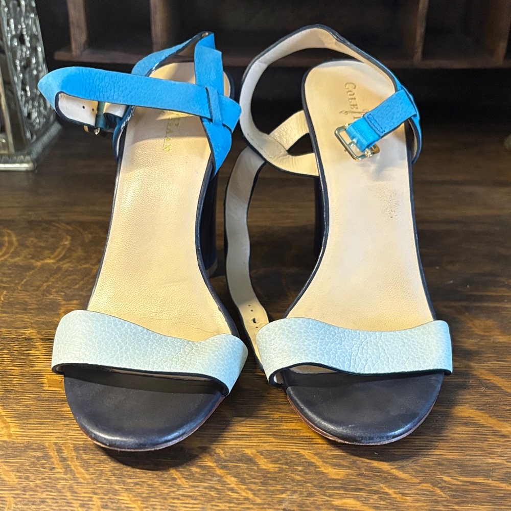Cole Haan Two-Tone Blue & Light Blue Ankle Strap Heels